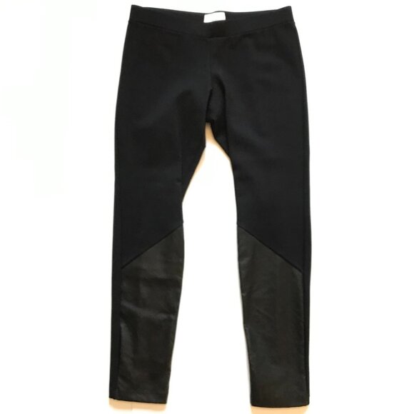 Charlotte Brody Leather Panel Leggings Pants Womens 10 Black Stretch Skinny - Picture 9 of 9